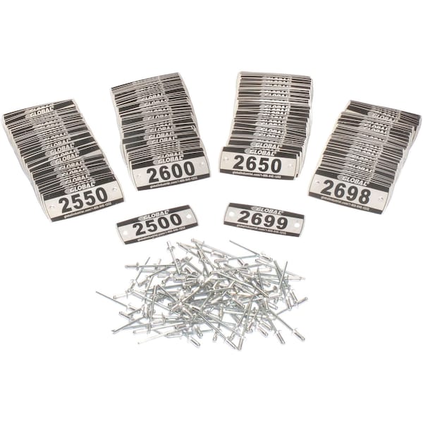 Global Industrial Locker Number Plate Kit, Numbered 2500-2699, 200PK 493411K - main